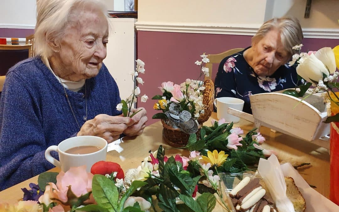 Flower arranging at Little Croft Care Home