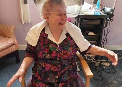 care home resident hair styling