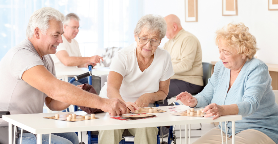 elderly people playing games